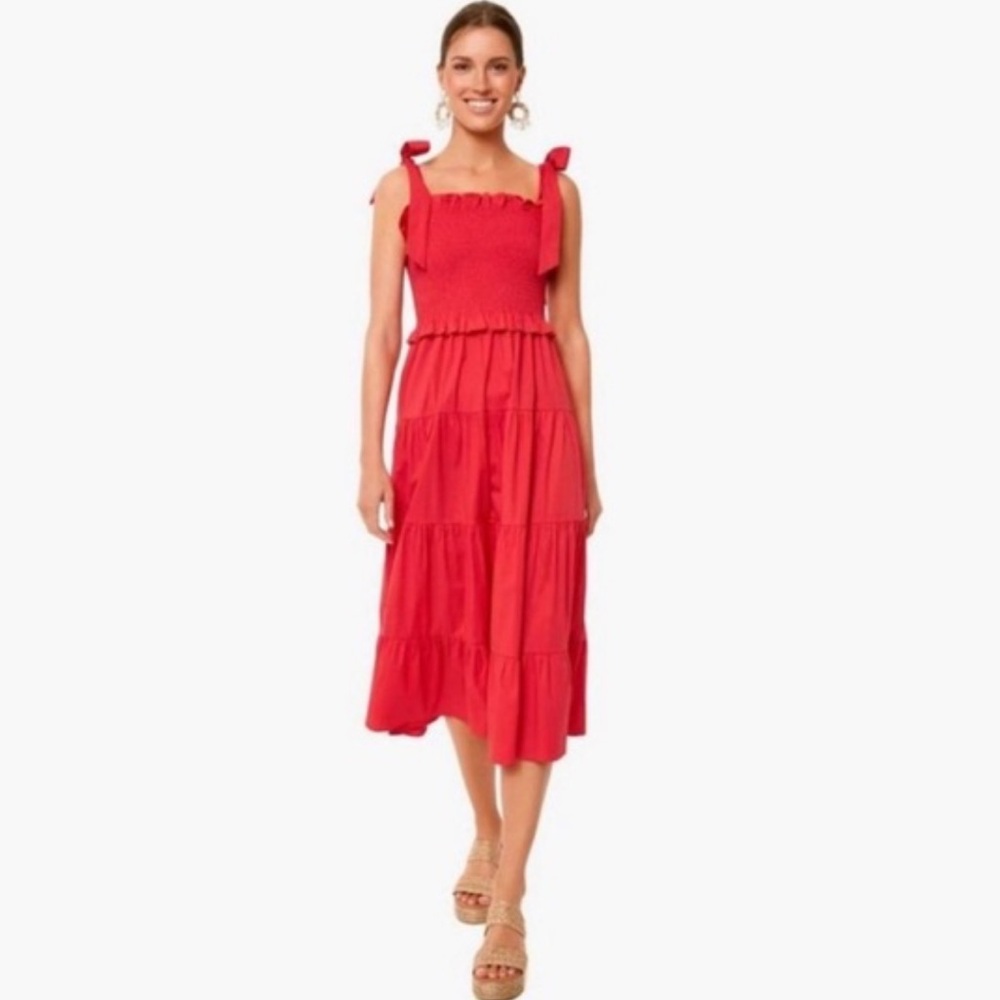 Tuckernuck  Women’s Smocked Midi Pinkish/Red Dress size Large